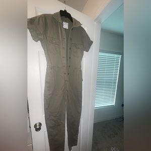 Short sleeve green jumpsuit